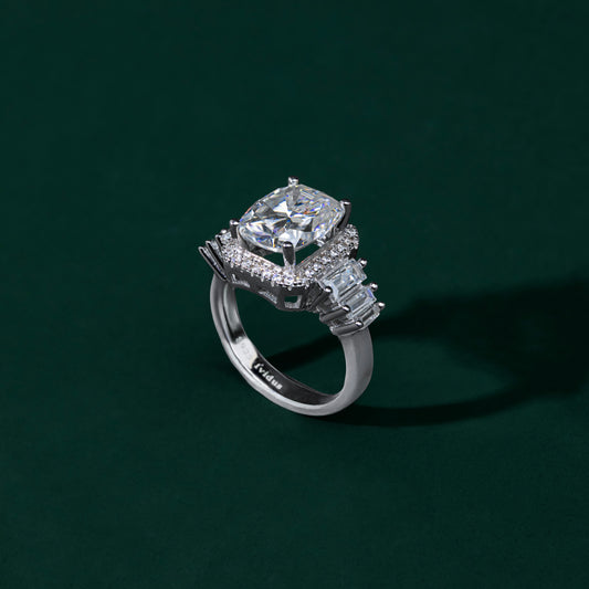 Queenport - Grand Cushion and Emerald Cut Moissanite Ring