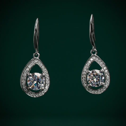 Clifton - Pear Moissanite Drop Earrings