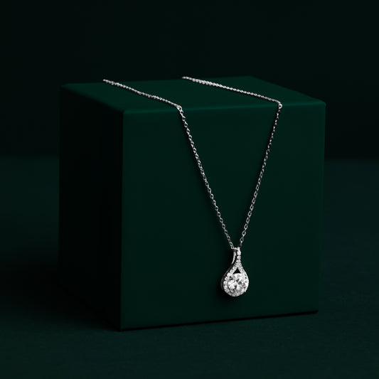 Plymouth - Teardrop Round Cut Moissanite Necklace