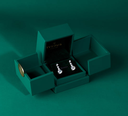 Hampton - Round Cut Drop Moissanite Earrings