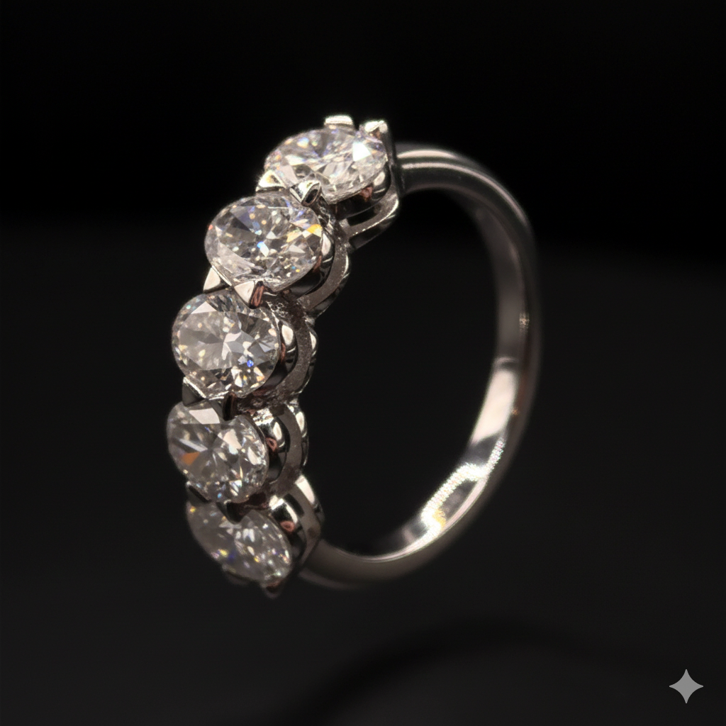 Fivelakes - Oval Cut 5-Stone Moissanite Ring
