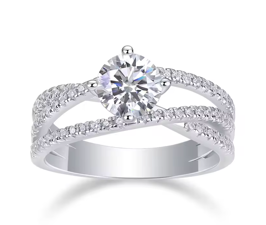 Marchmont - Round Cut Crossover Moissanite Ring