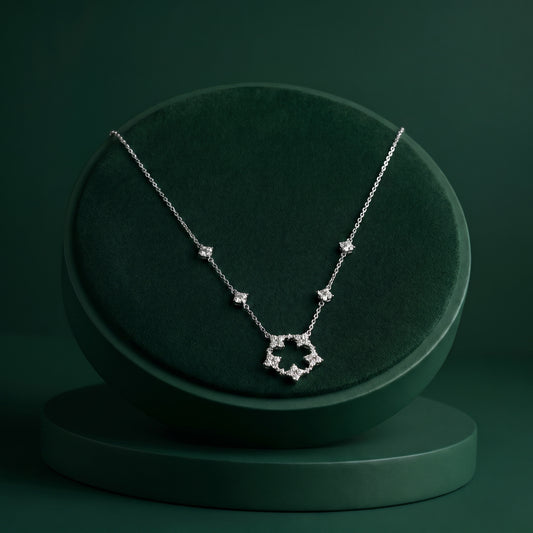 Lincoln - Round Floral Moissanite Necklace