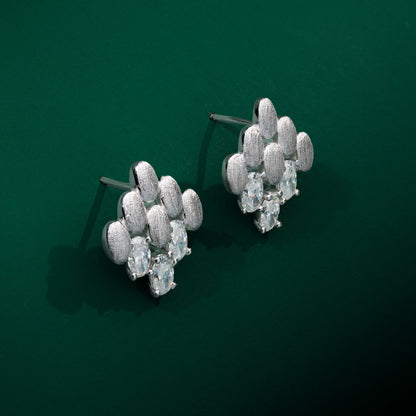 Snowdonia - Silver Oval Moissanite Earrings