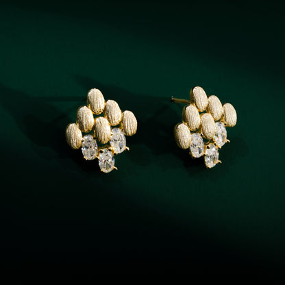 Snowdonia - Brushed Gold Oval Moissanite Earrings