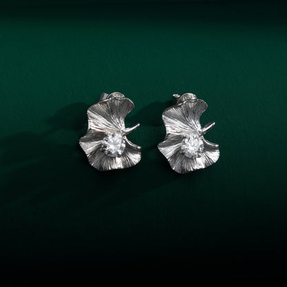 Primrose - Silver Flower Moissanite Earrings