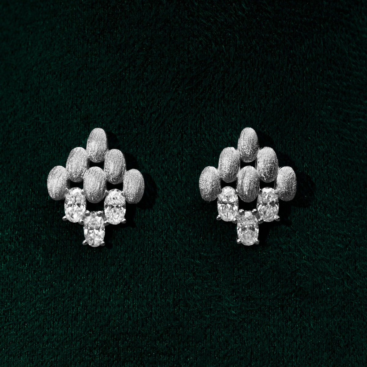 Snowdonia - Silver Oval Moissanite Earrings