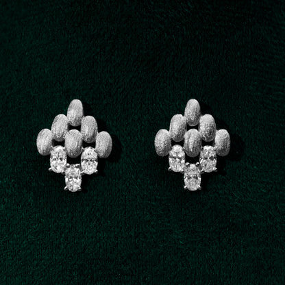 Snowdonia - Silver Oval Moissanite Earrings