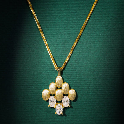 Snowdonia - Brushed Gold Oval Moissanite Necklace