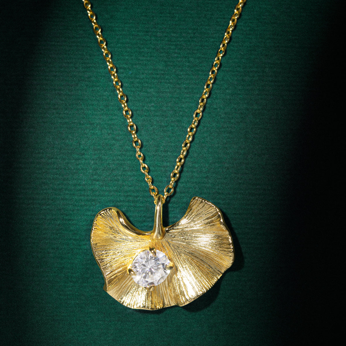 Primrose - Brushed Gold Moissanite Necklace
