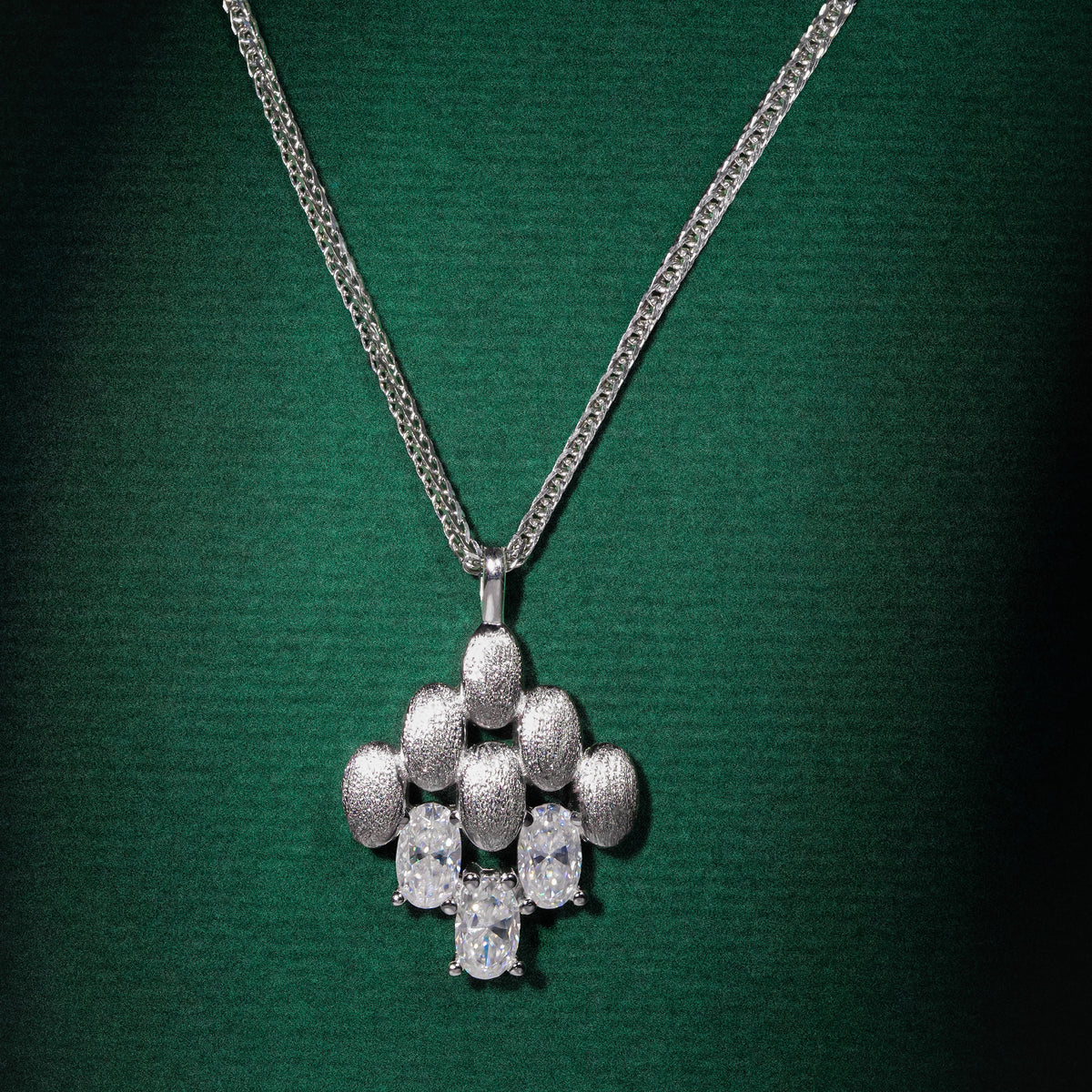 Snowdonia - Silver Oval Moissanite Necklace