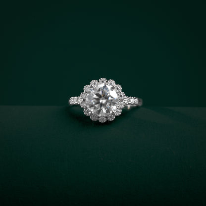 Kingham - Round Cut Rosette Moissanite Ring