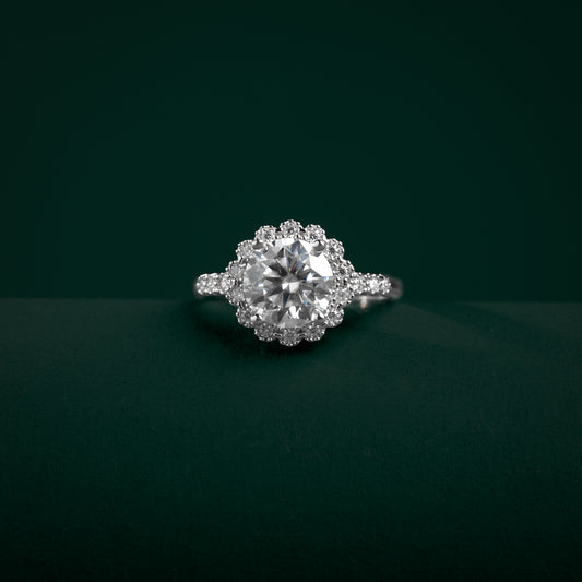 Kingham - Round Cut Rosette Moissanite Ring