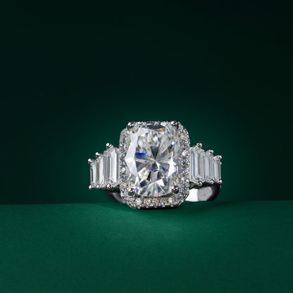 Queenport - Grand Cushion and Emerald Cut Moissanite Ring