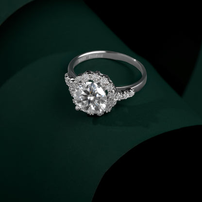 Kingham - Round Cut Rosette Moissanite Ring