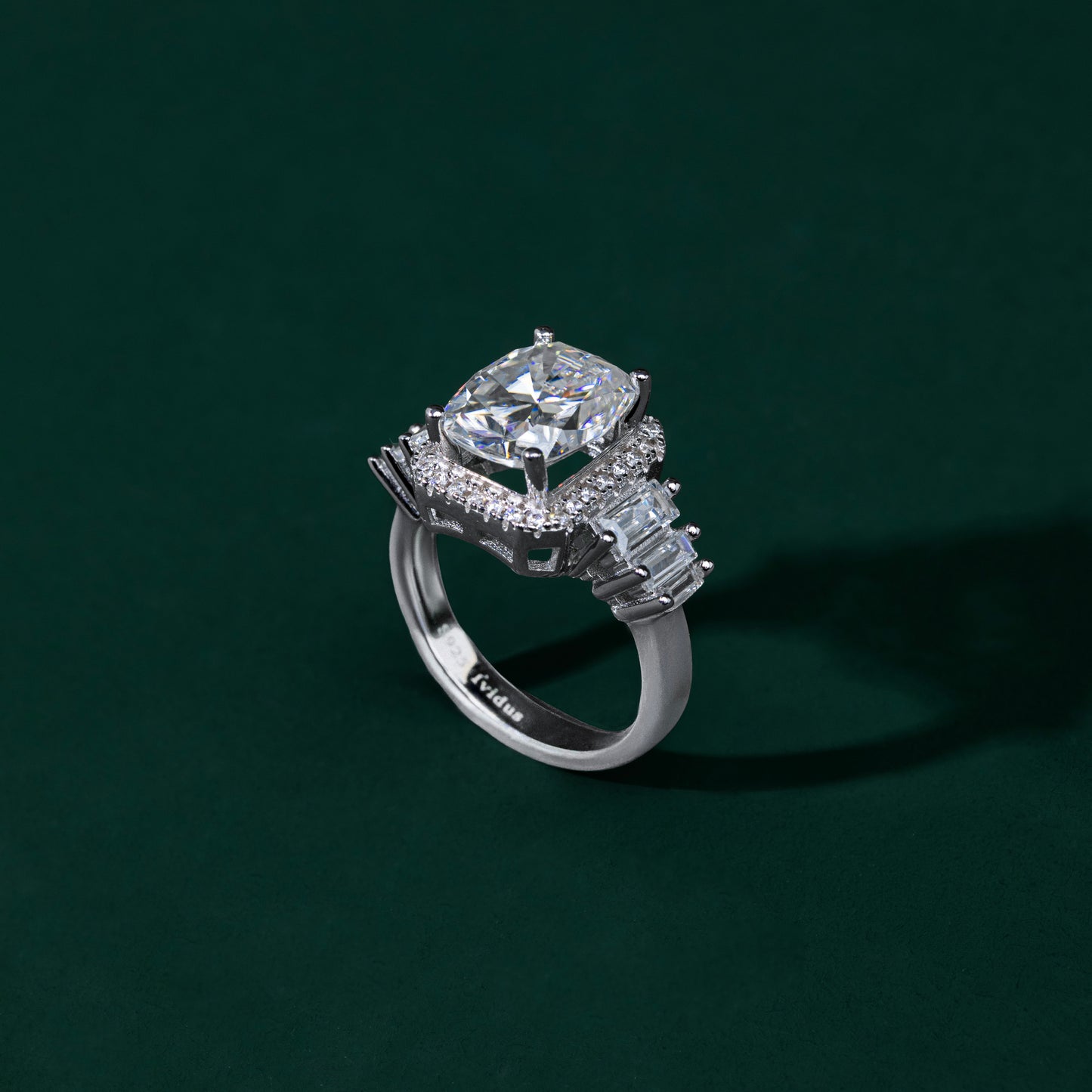 Queenport - Grand Cushion and Emerald Cut Moissanite Ring