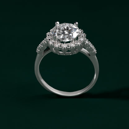 Kingham - Round Cut Rosette Moissanite Ring