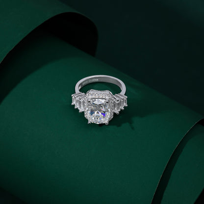 Queenport - Grand Cushion and Emerald Cut Moissanite Ring