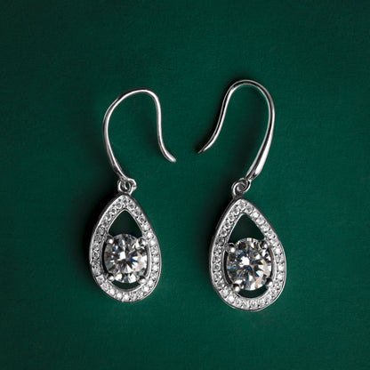 Clifton - Pear Moissanite Drop Earrings
