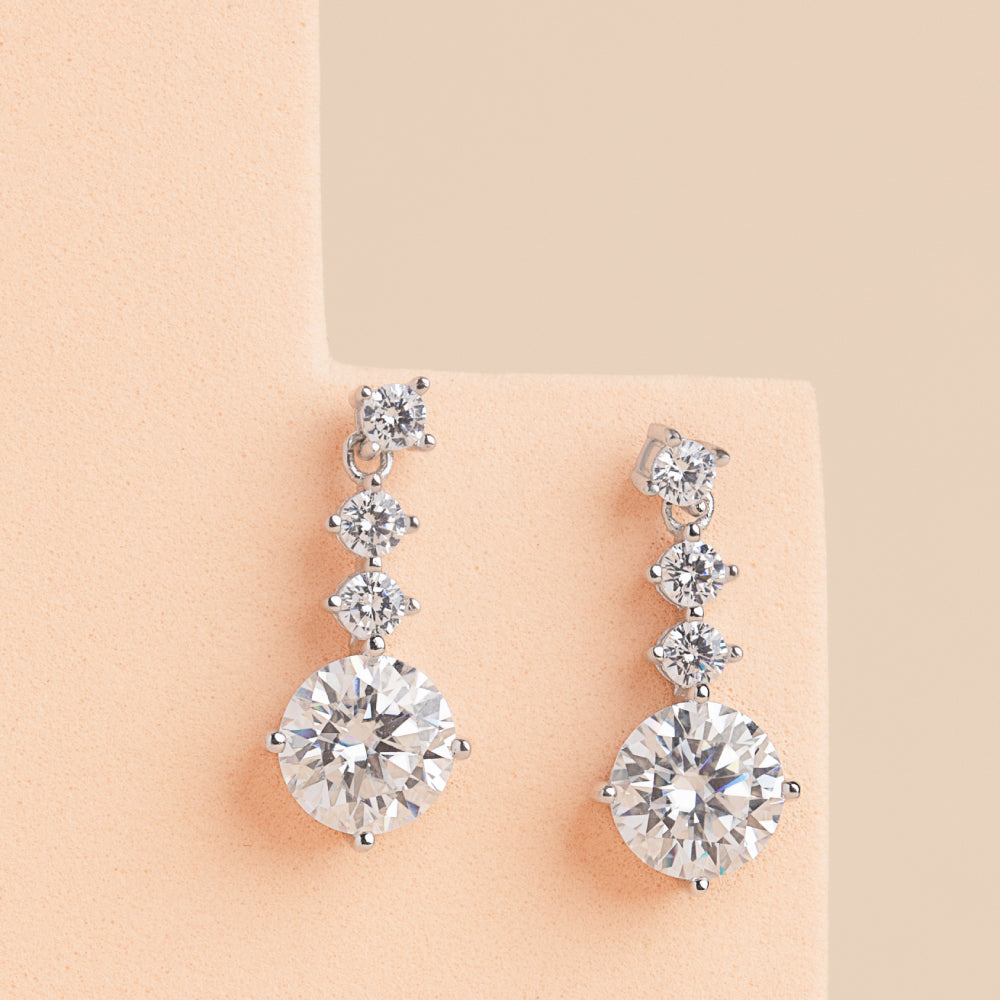 Hampton - Round Cut Drop Moissanite Earrings