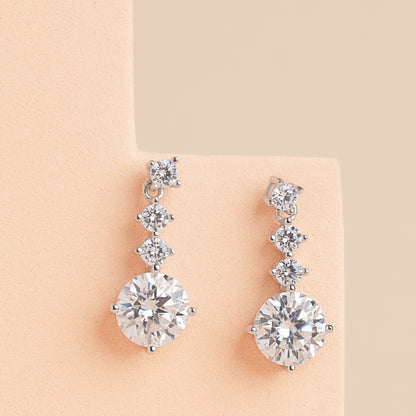 Hampton - Round Cut Drop Moissanite Earrings