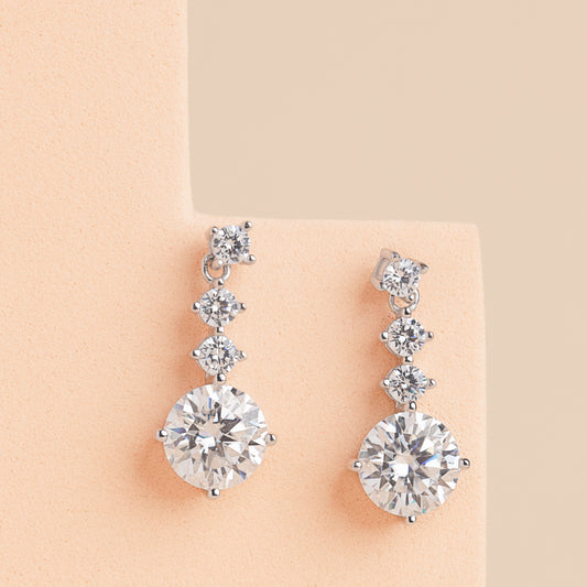 Hampton - Round Cut Drop Moissanite Earrings