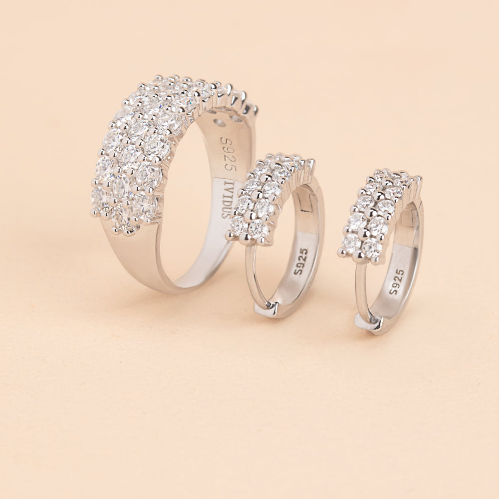 غرينتش - اقراط من الضوء ببريق المويسانيت مزدوج الصف