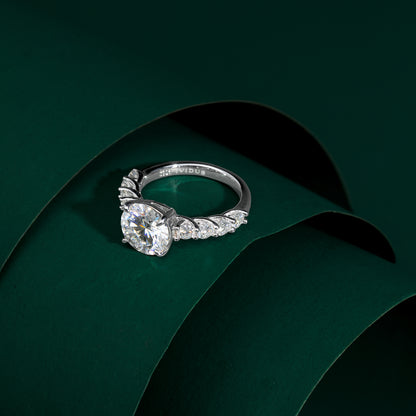 ماي فلاور - خاتم مويسانيت بقطع دائري 3 قيراط