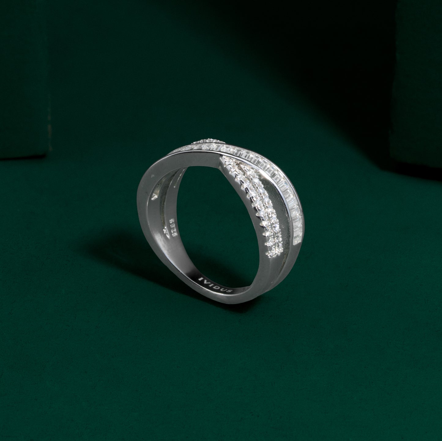 Bridgford - Emerald and Round Cut Moissanite Band Ring