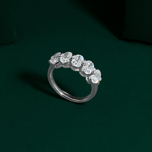 Fivelakes - Oval Cut 5-Stone Moissanite Ring