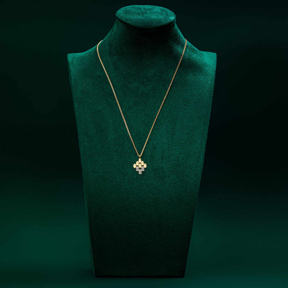 Snowdonia - Brushed Gold Oval Moissanite Necklace