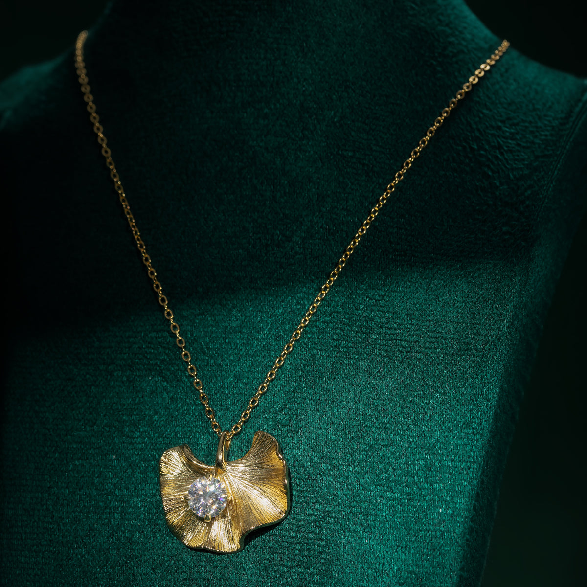 Primrose - Brushed Gold Moissanite Necklace