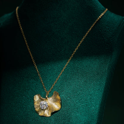 Primrose - Brushed Gold Moissanite Necklace