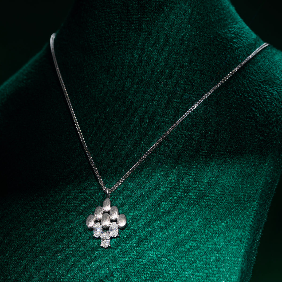 Snowdonia - Silver Oval Moissanite Necklace