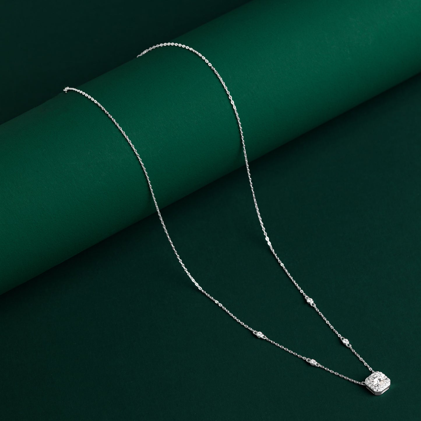 Marple - Round Halo Moissanite Necklace