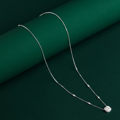 Marple - Round Halo Moissanite Necklace
