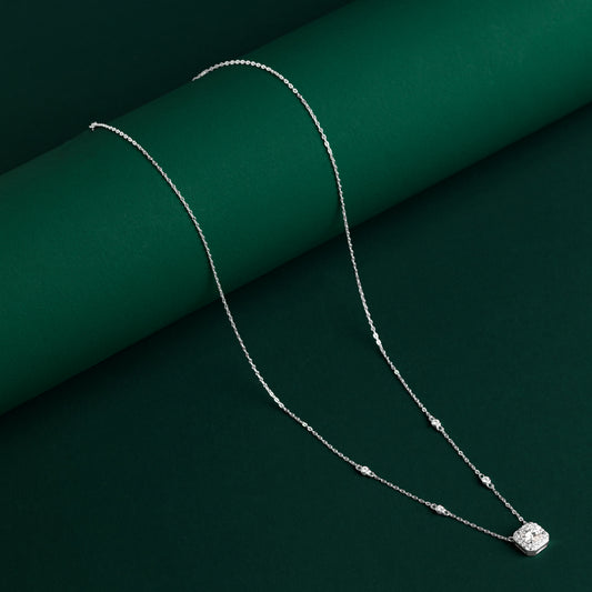 Marple - Round Halo Moissanite Necklace