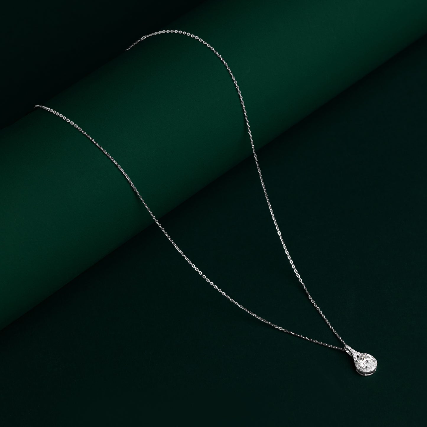 Plymouth - Teardrop Round Cut Moissanite Necklace