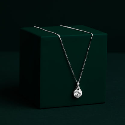 Plymouth - Teardrop Round Cut Moissanite Necklace