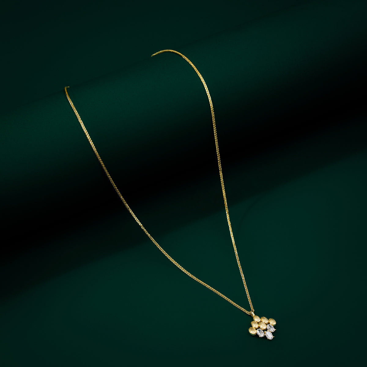 Snowdonia - Brushed Gold Oval Moissanite Necklace