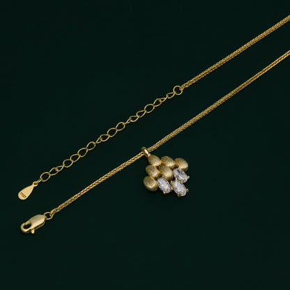 Snowdonia - Brushed Gold Oval Moissanite Necklace
