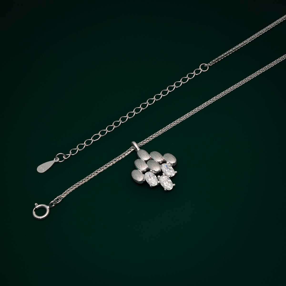 Snowdonia - Silver Oval Moissanite Necklace
