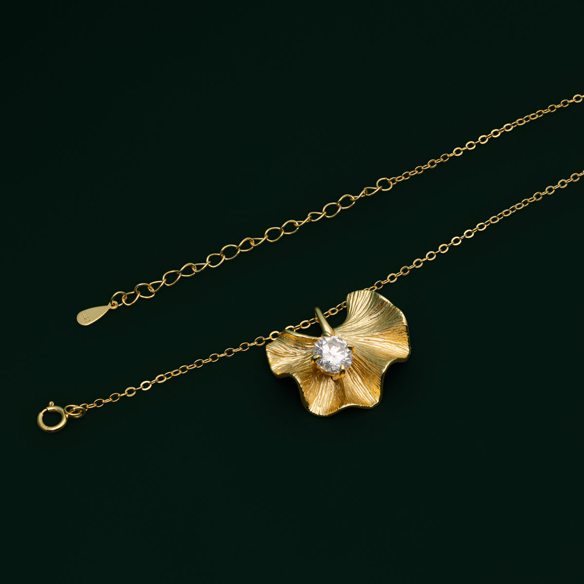 Primrose - Brushed Gold Moissanite Necklace
