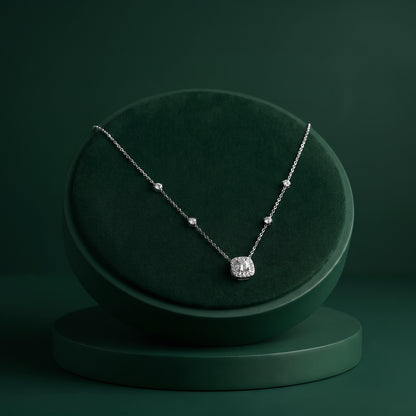 Marple - Round Halo Moissanite Necklace