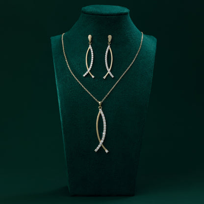 Aberdeen - Brushed Gold Crossing Moissanite Necklace