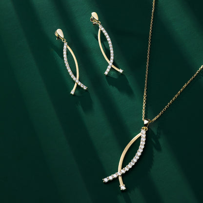 Aberdeen - Brushed Gold Moissanite Drop Earrings