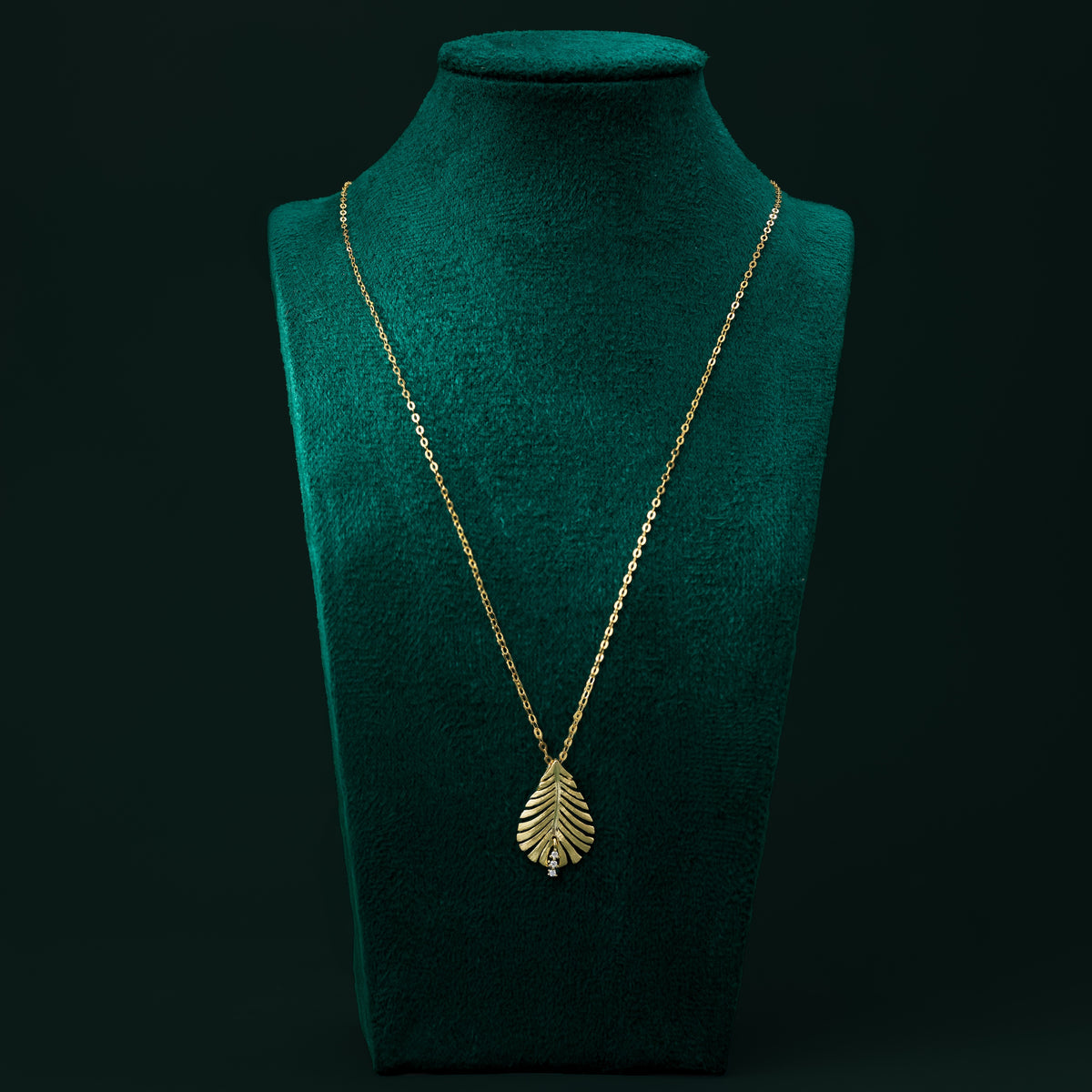 Featherstone - Brushed Gold Feather-design Moissanite necklace