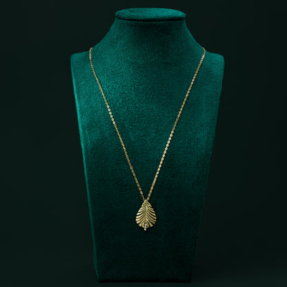 Featherstone - Brushed Gold Feather-design Moissanite necklace