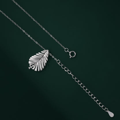 Featherstone - Silver Feather-design Moissanite necklace