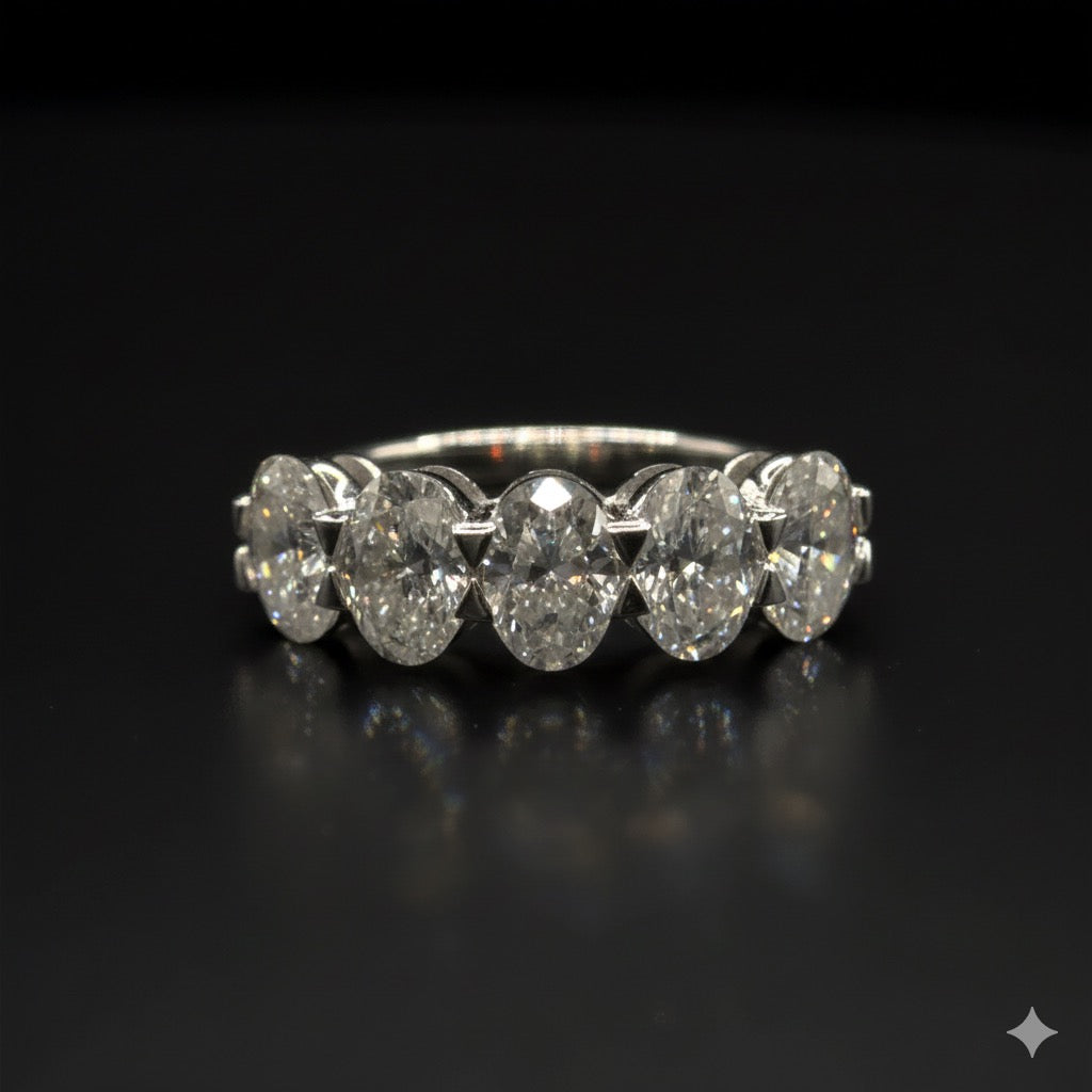 Fivelakes - Oval Cut 5-Stone Moissanite Ring